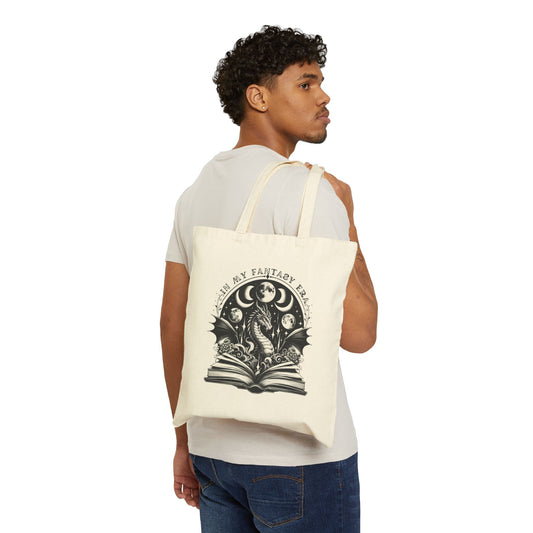 "In My Fantasy Era" Dragon Book Canvas Tote Bag
