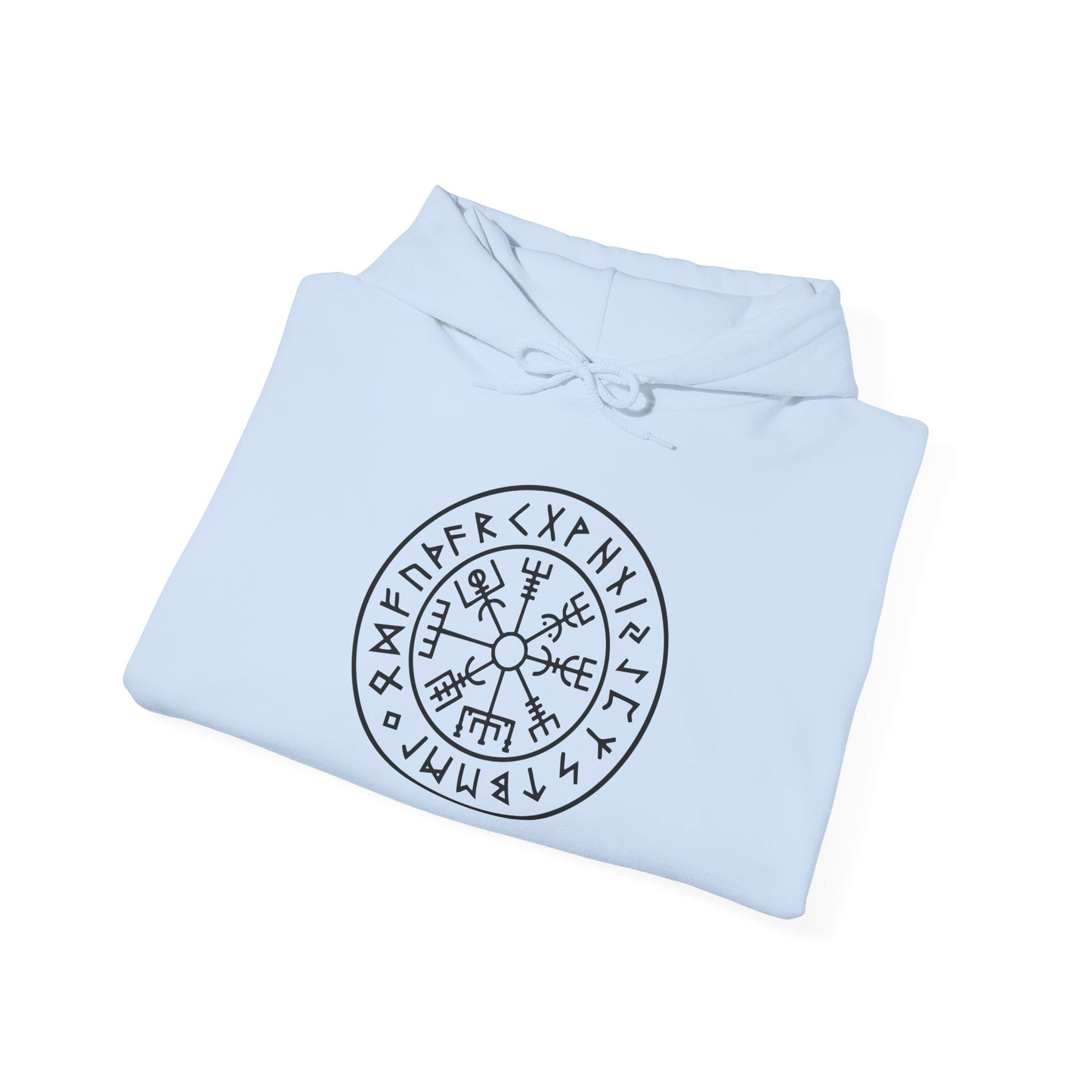 Vegvísir Rune Compass Hoodie – Norse Protection Symbol Pullover