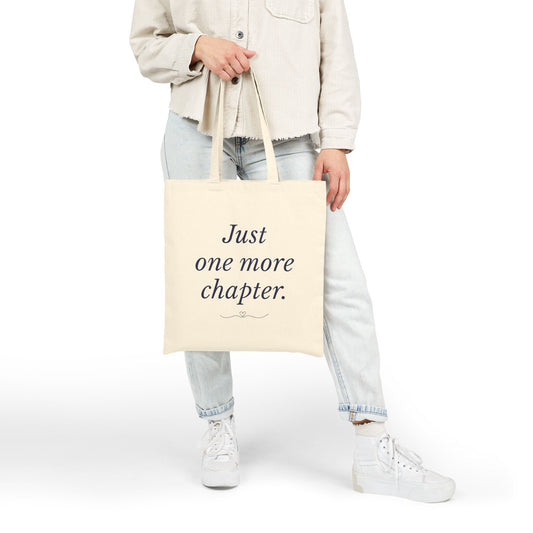 “Just One More Chapter” Literary Cotton Canvas Tote Bag