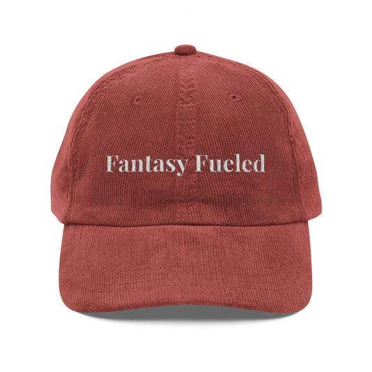 Vintage Corduroy Cap — "Fantasy Fueled" Embroidered Baseball Hat