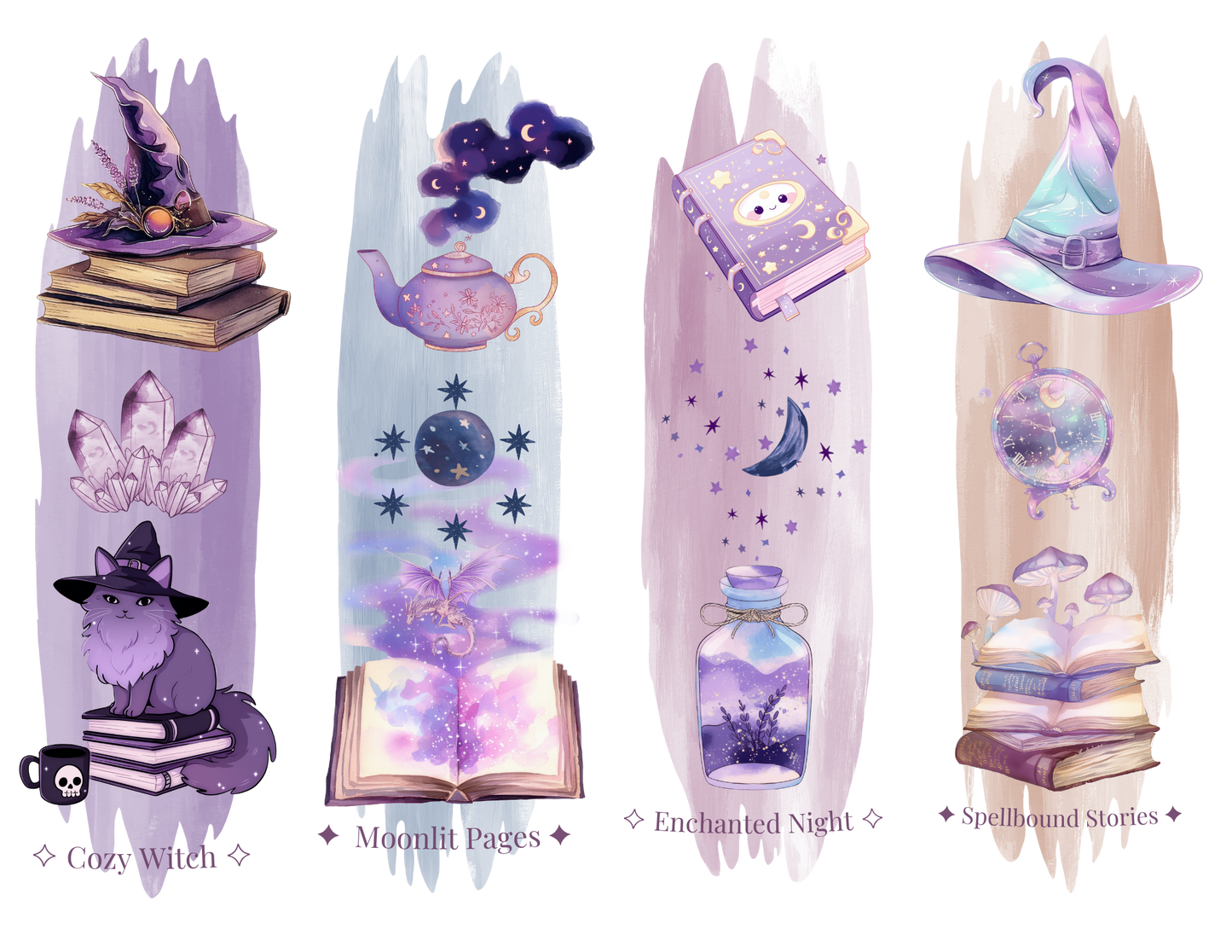 Cozy Witch Fantasy Bookmark Set (4 Pack) – by Talon & Tome