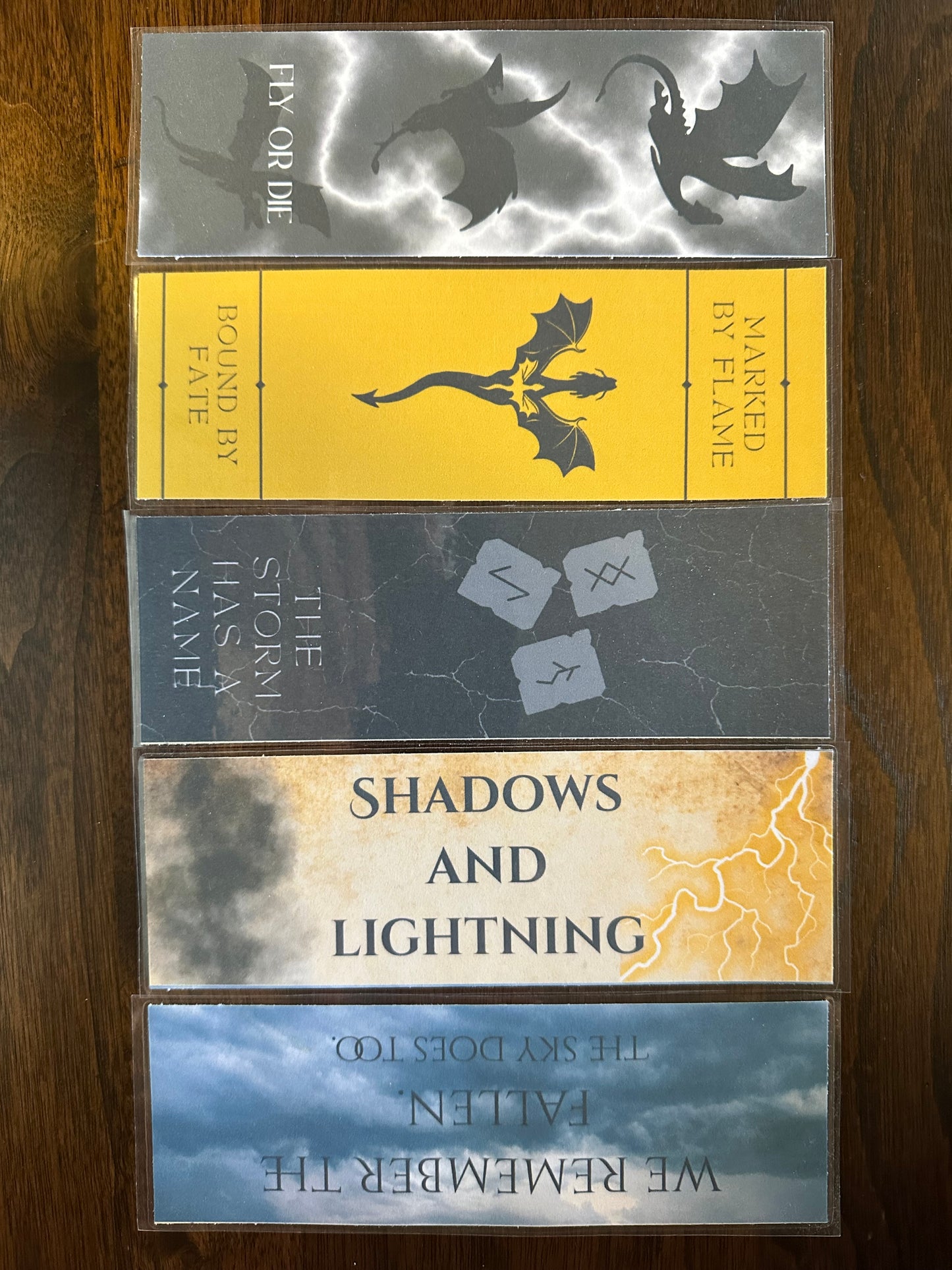 Fourth Wing Inspired 5 Bookmark Set: Shadows, Lightning, and Legacy