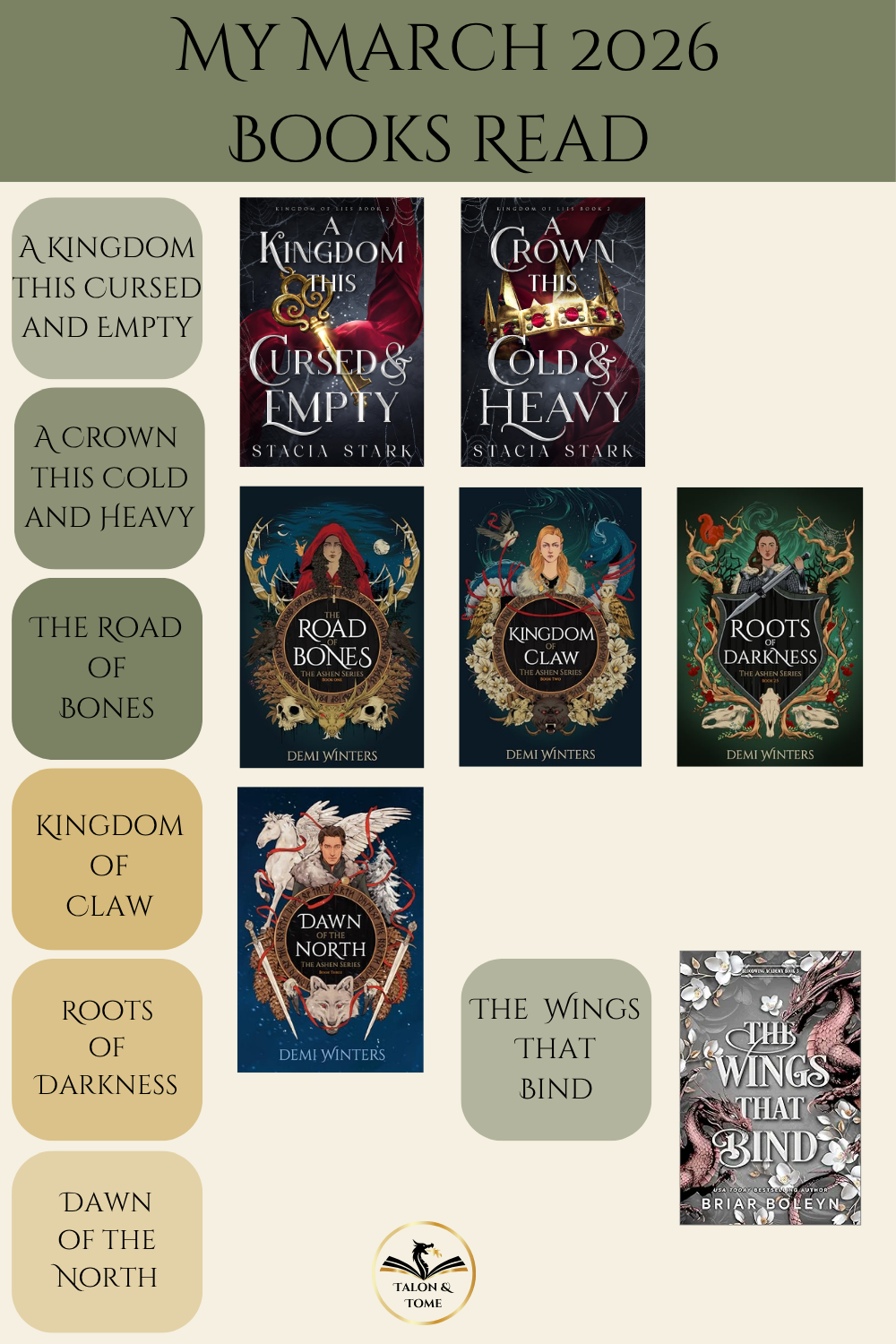 March 2026 Reading Wrap-Up: 7 Fantasy and Romantasy Books I Read