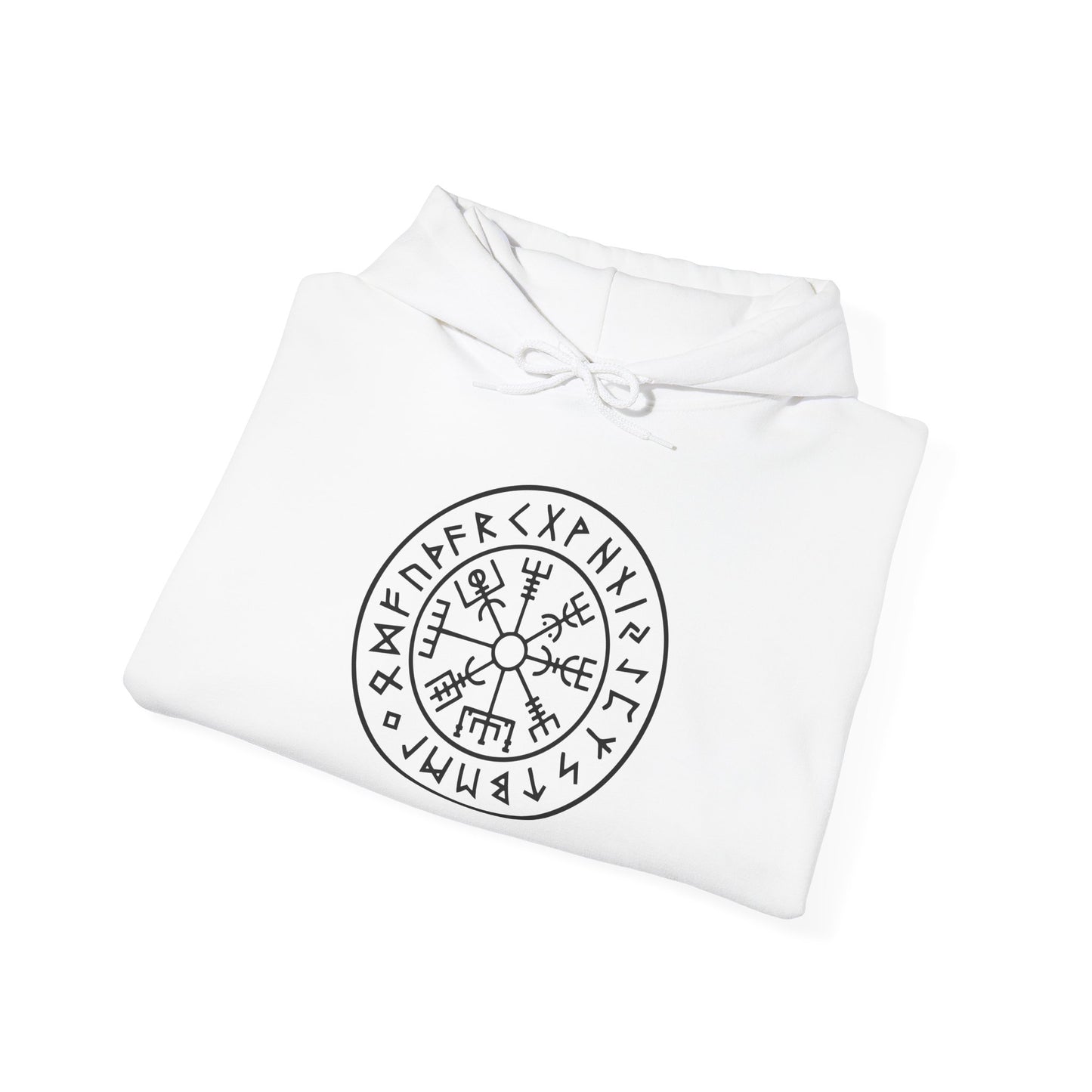 Vegvísir Rune Compass Hoodie – Norse Protection Symbol Pullover