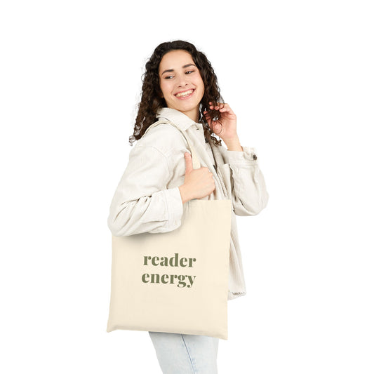 Reader Energy Cotton Tote Bag — Minimalist Book Lover Canvas Tote