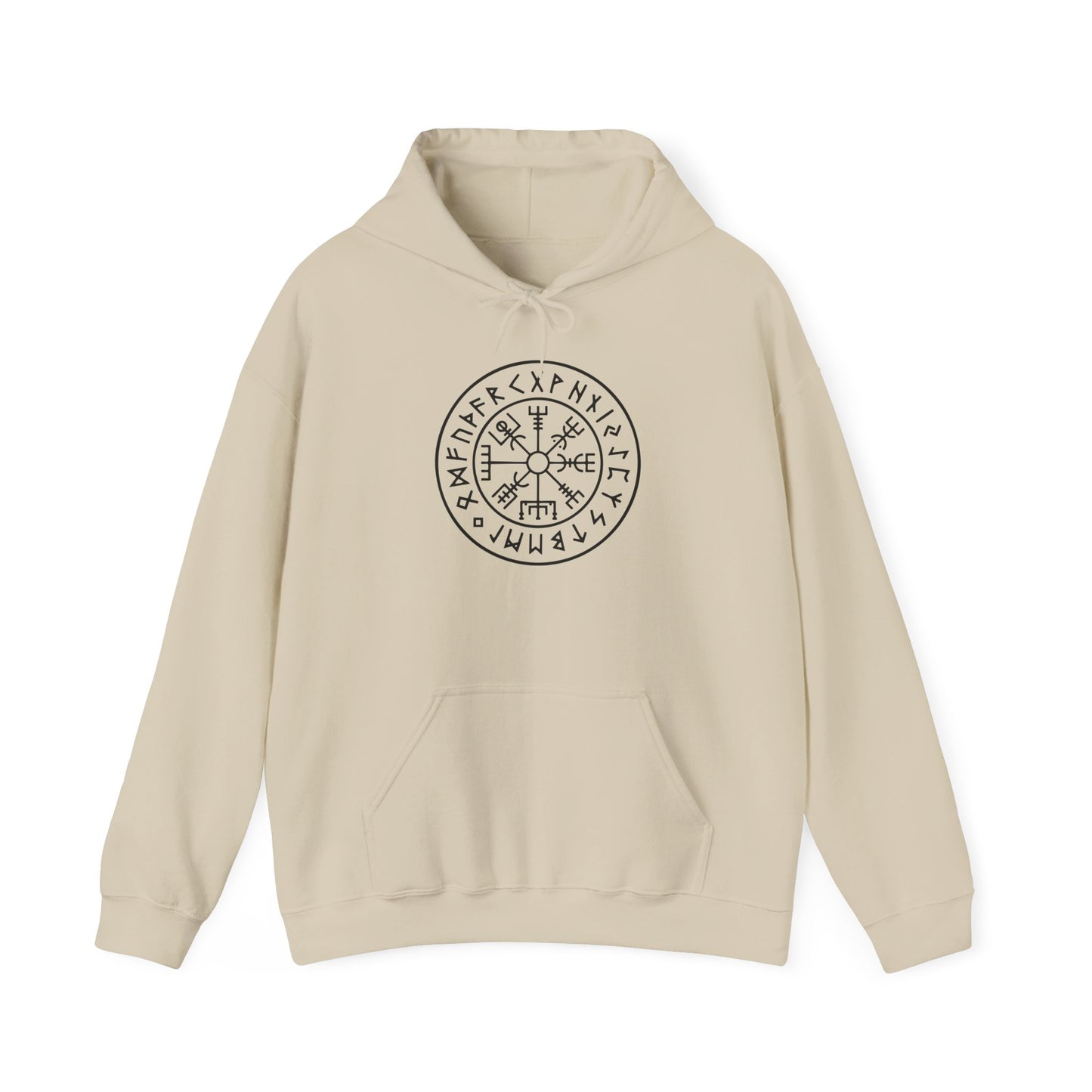 Vegvísir Rune Compass Hoodie – Norse Protection Symbol Pullover