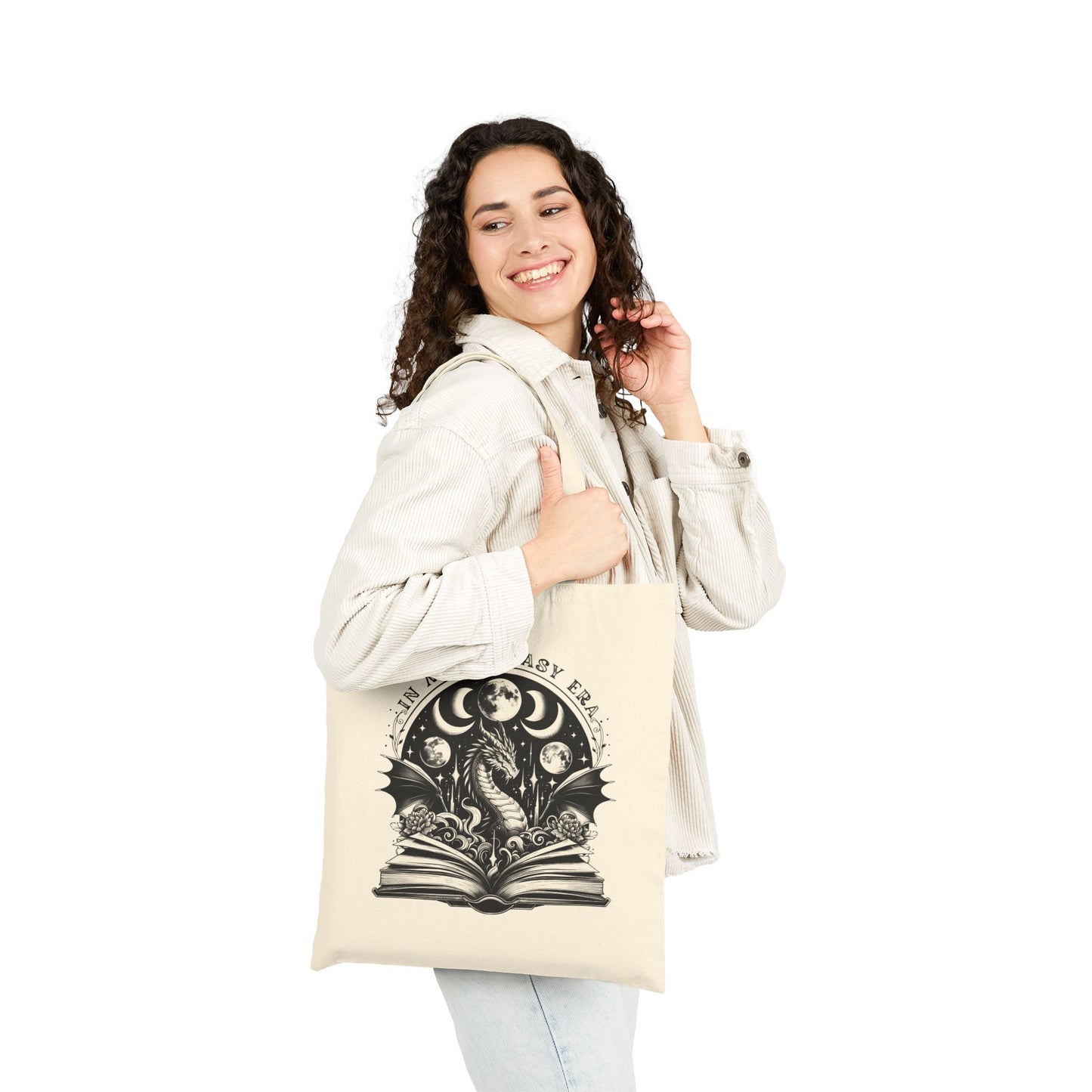"In My Fantasy Era" Dragon Book Canvas Tote Bag