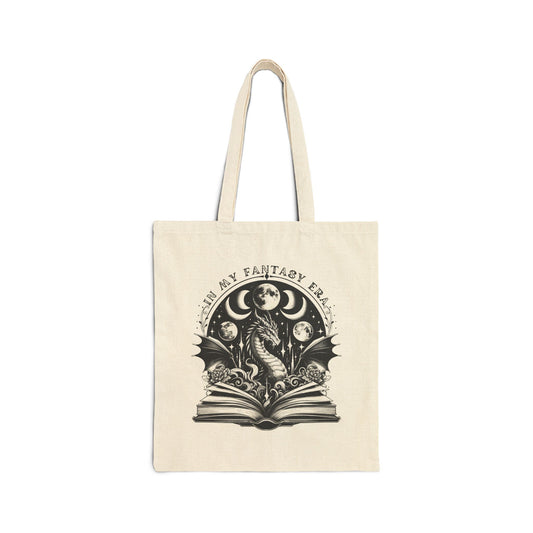 "In My Fantasy Era" Dragon Book Canvas Tote Bag