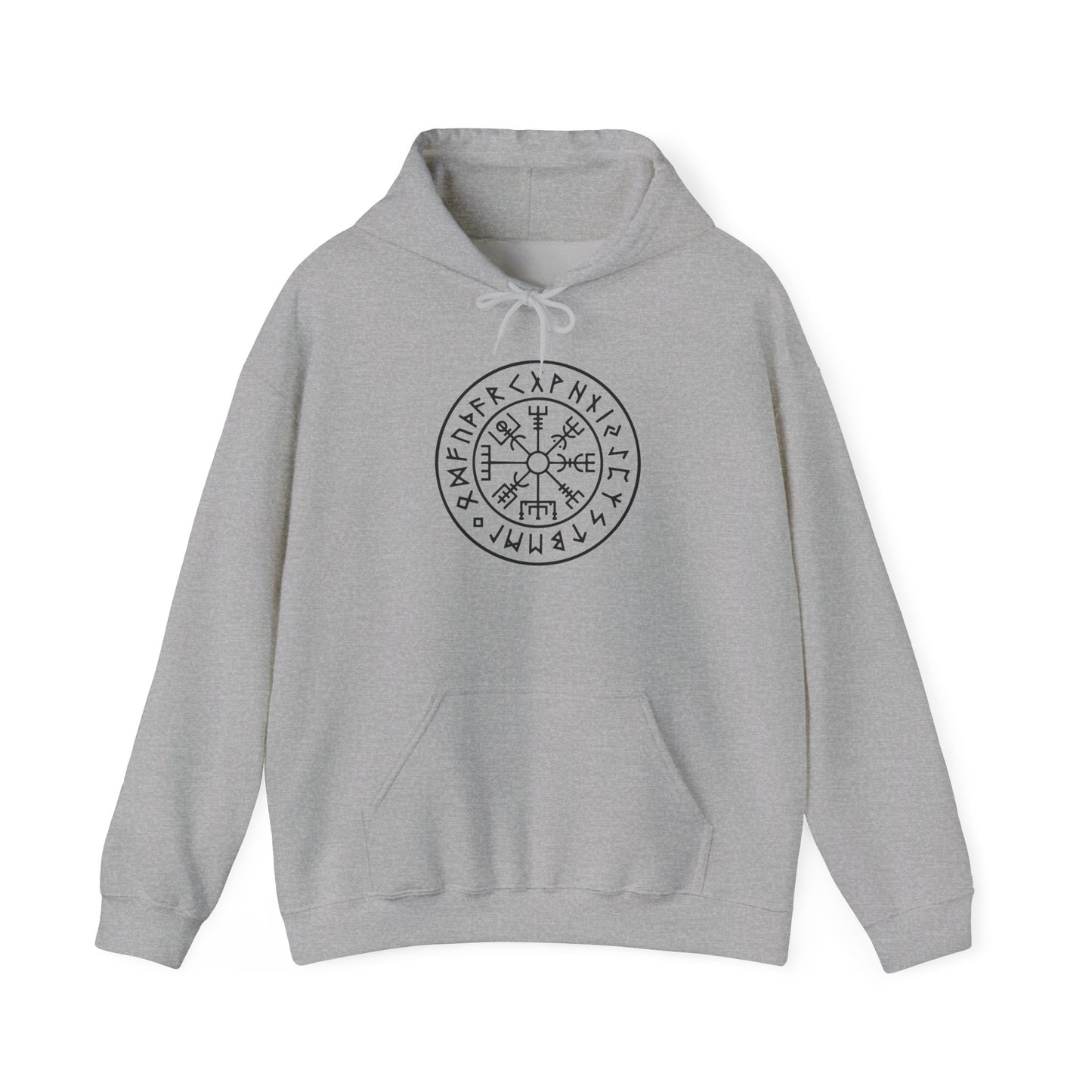 Vegvísir Rune Compass Hoodie – Norse Protection Symbol Pullover