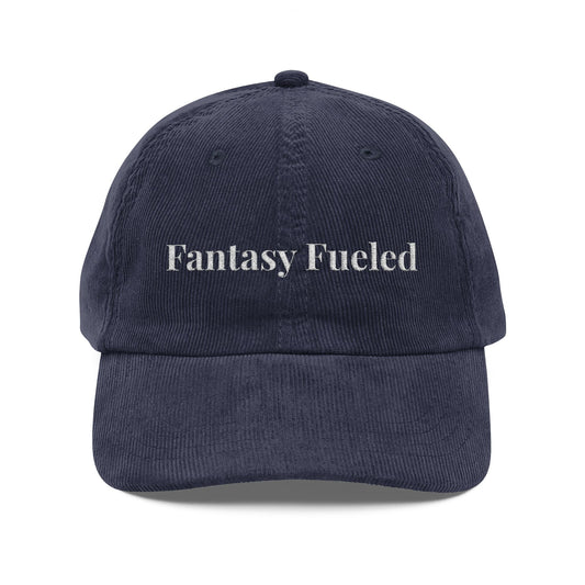 Vintage Corduroy Cap — "Fantasy Fueled" Embroidered Baseball Hat