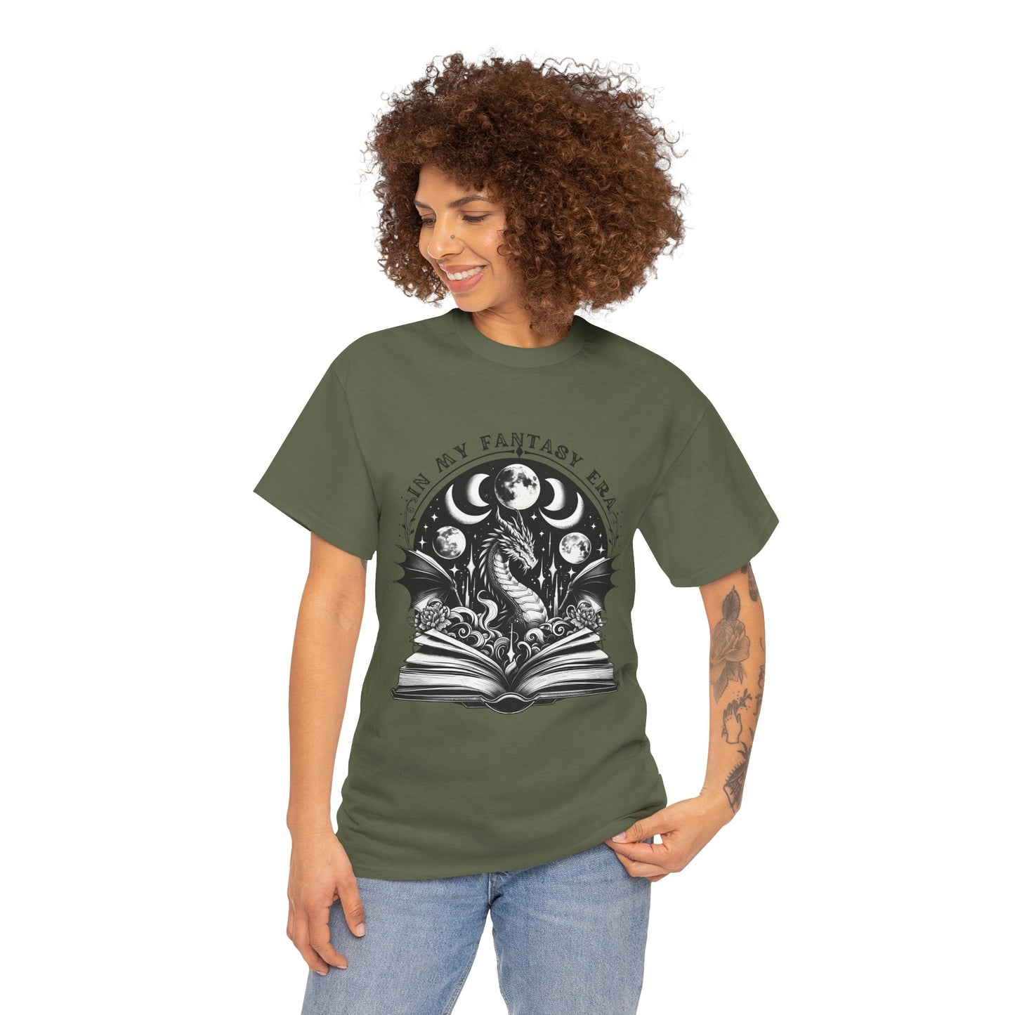 Fantasy Book Dragon Tee — "In My Fantasy Era" Graphic T-Shirt
