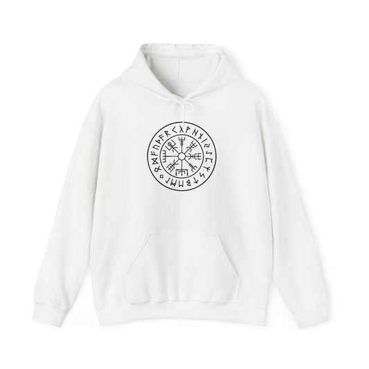 Vegvísir Rune Compass Hoodie – Norse Protection Symbol Pullover