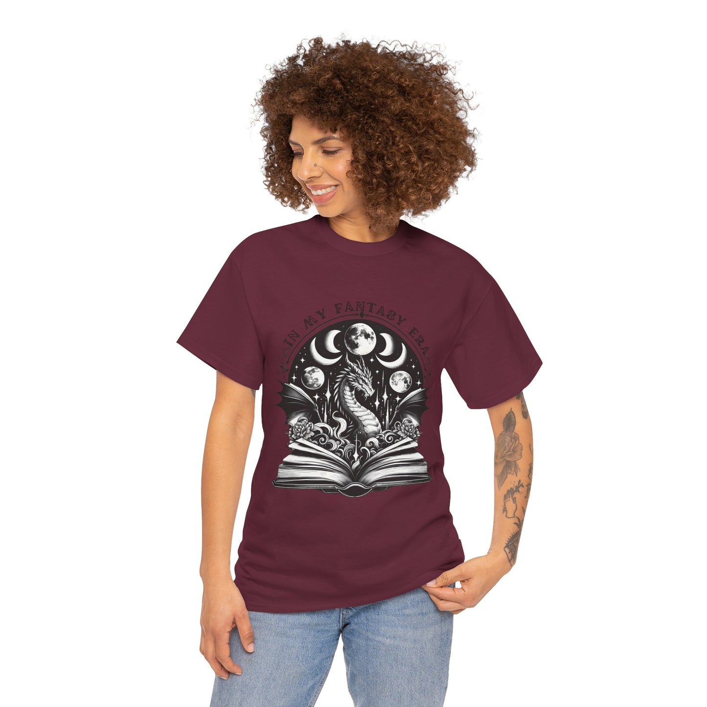 Fantasy Book Dragon Tee — "In My Fantasy Era" Graphic T-Shirt