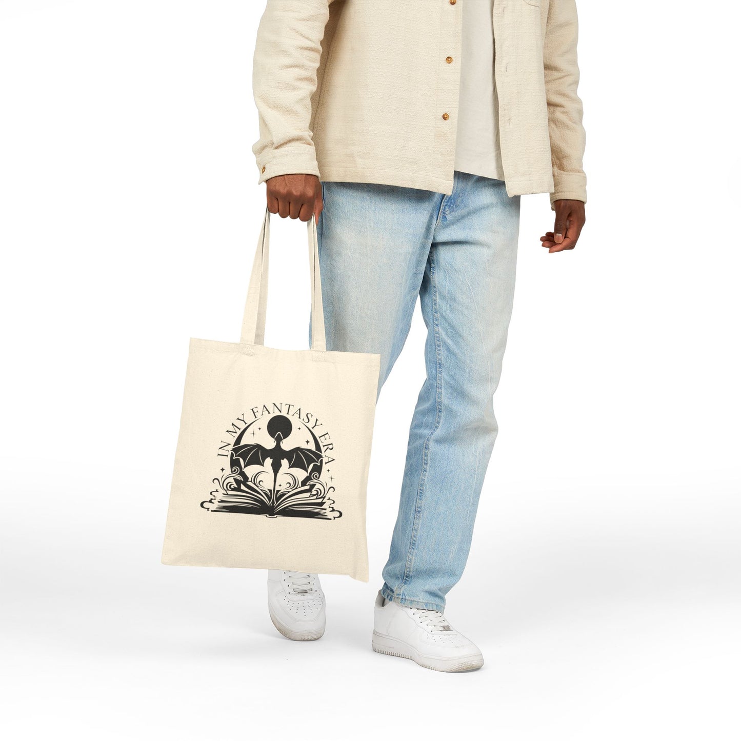 “In My Fantasy Era” Canvas Tote Bag, Bookish Romantasy Reader Tote, Fantasy Book Lover's Cotton Canvas Tote Bag, Eco-Friendly Grocery Bag, Gift for Readers, Bookish Tote, Literary Tote