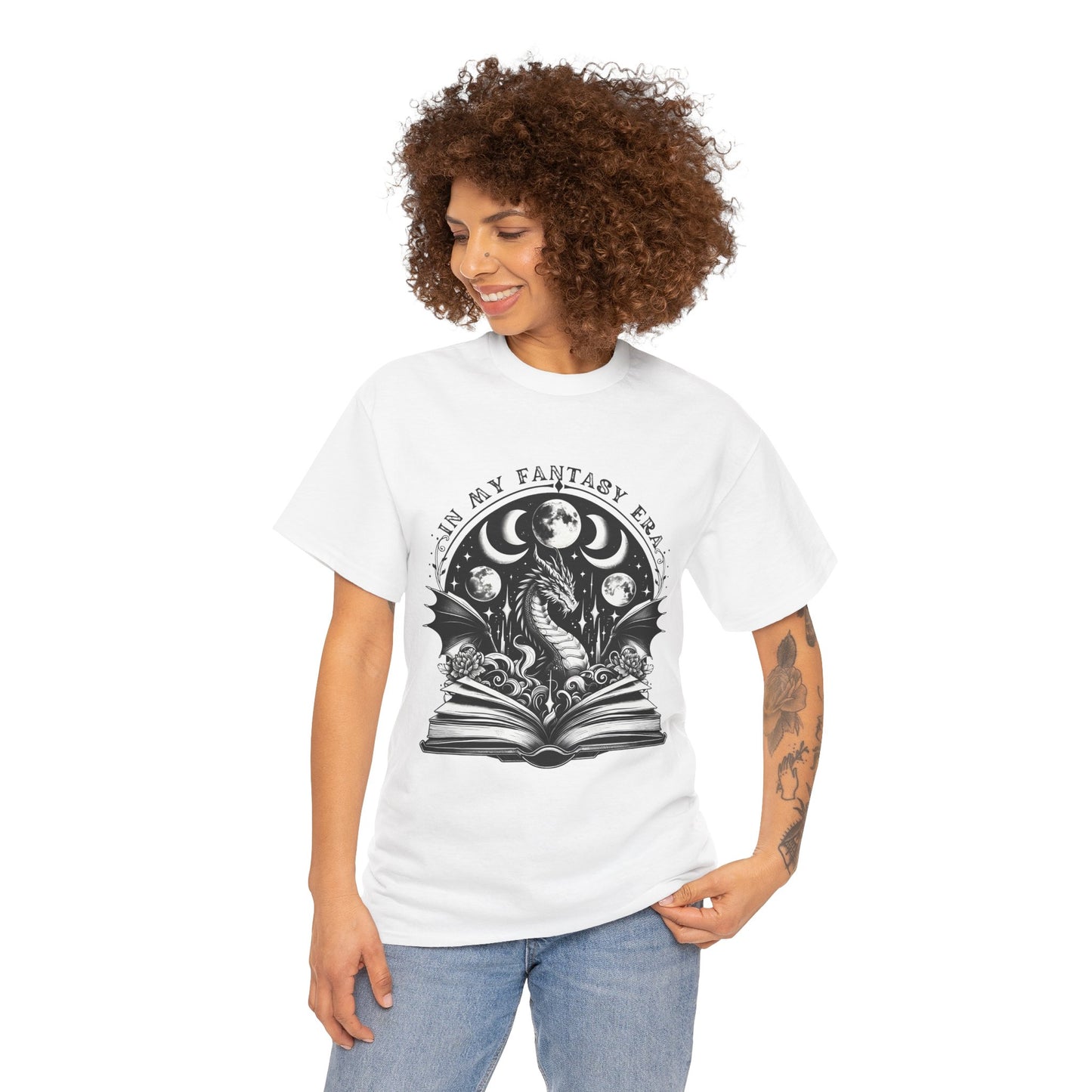 Fantasy Book Dragon Tee — "In My Fantasy Era" Graphic T-Shirt