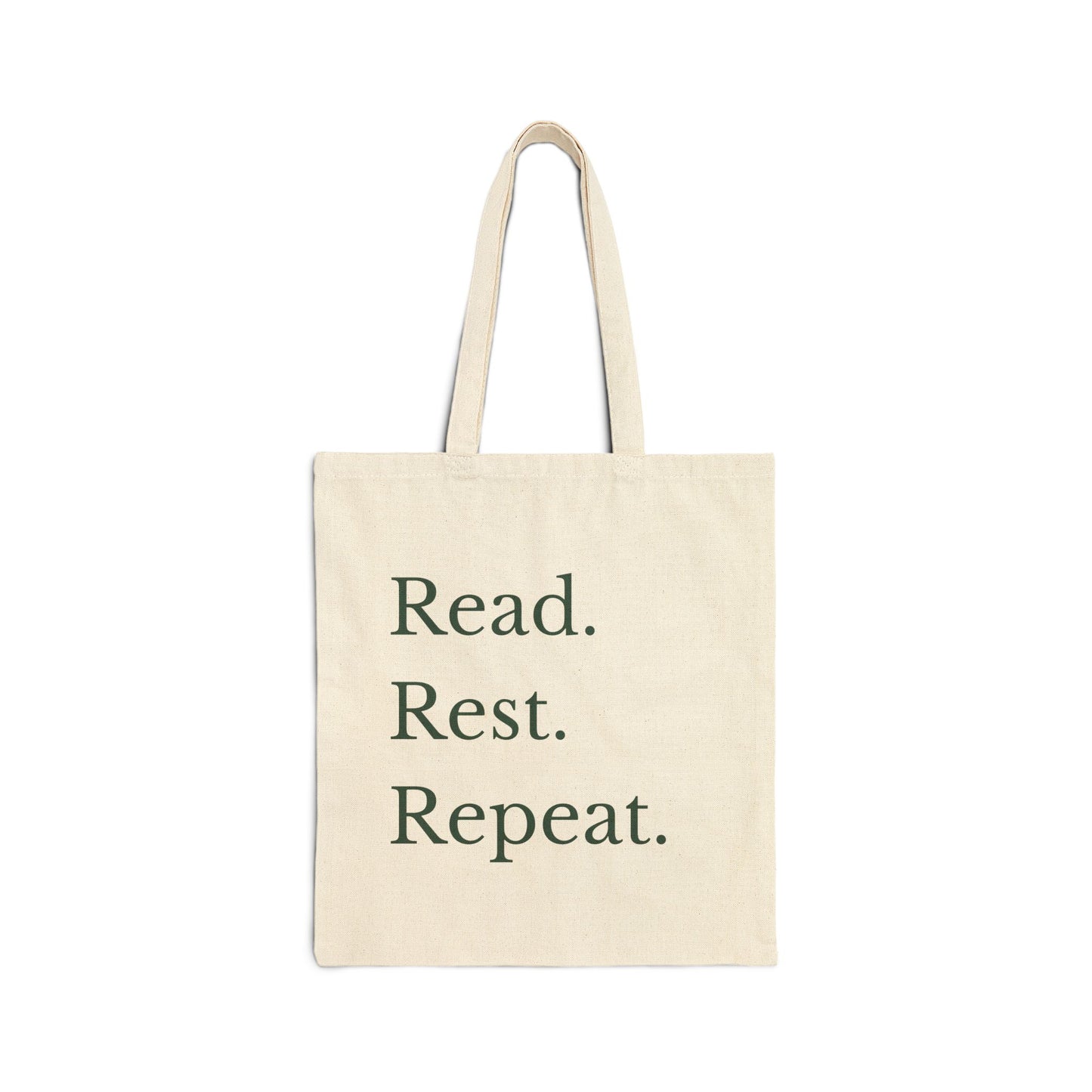 "Read. Rest. Repeat." Canvas Book Lover Tote Bag