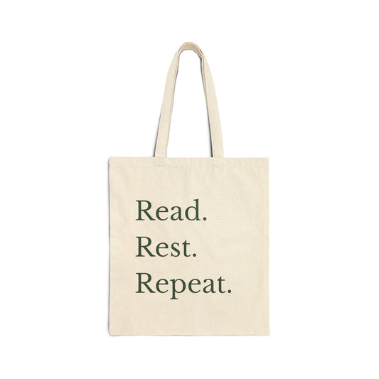 "Read. Rest. Repeat." Canvas Book Lover Tote Bag