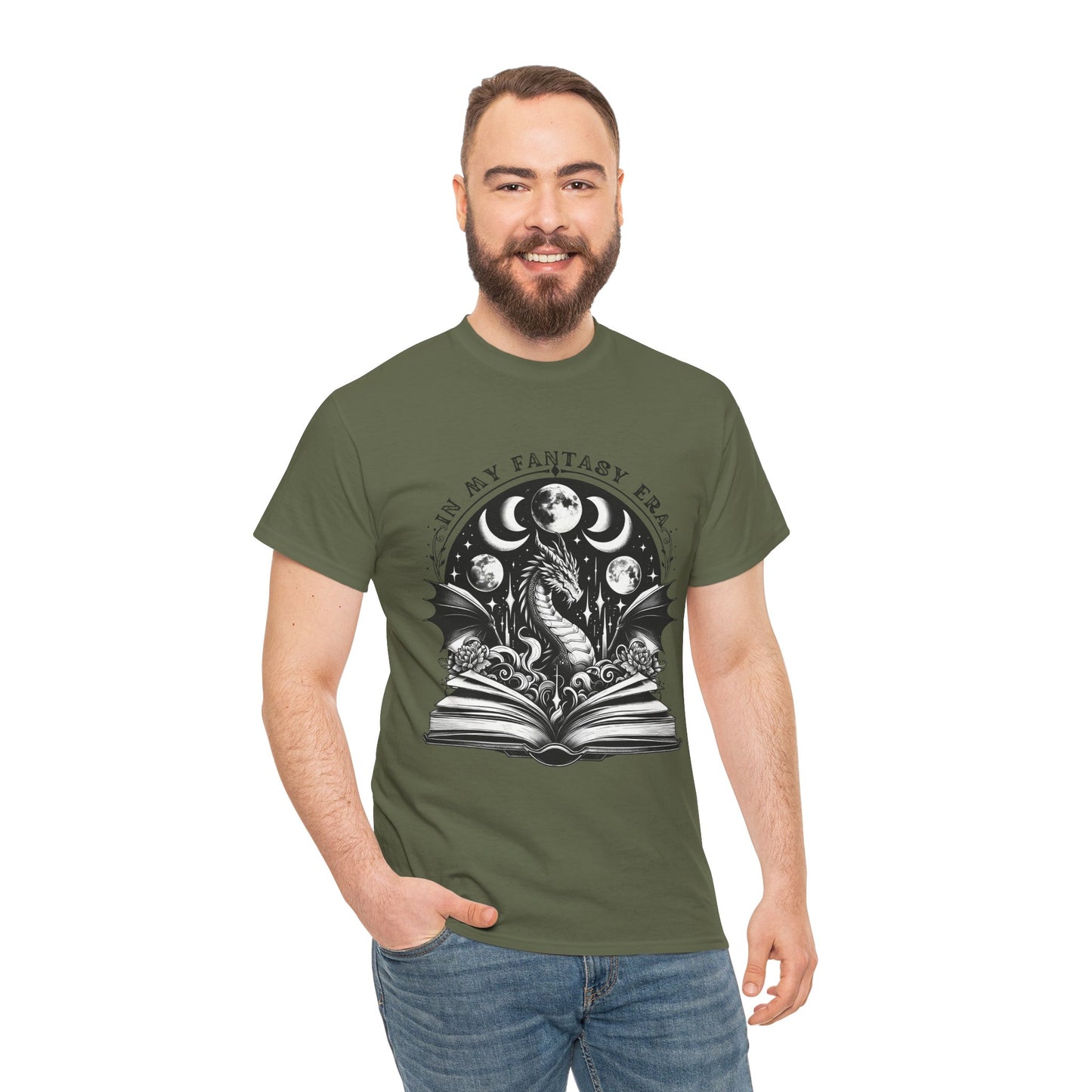 Fantasy Book Dragon Tee — "In My Fantasy Era" Graphic T-Shirt