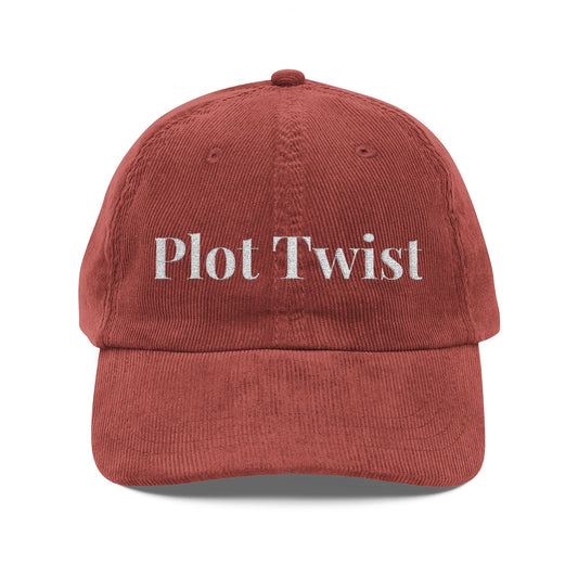 Plot Twist Embroidered Corduroy Cap — Vintage Rust Dad Hat