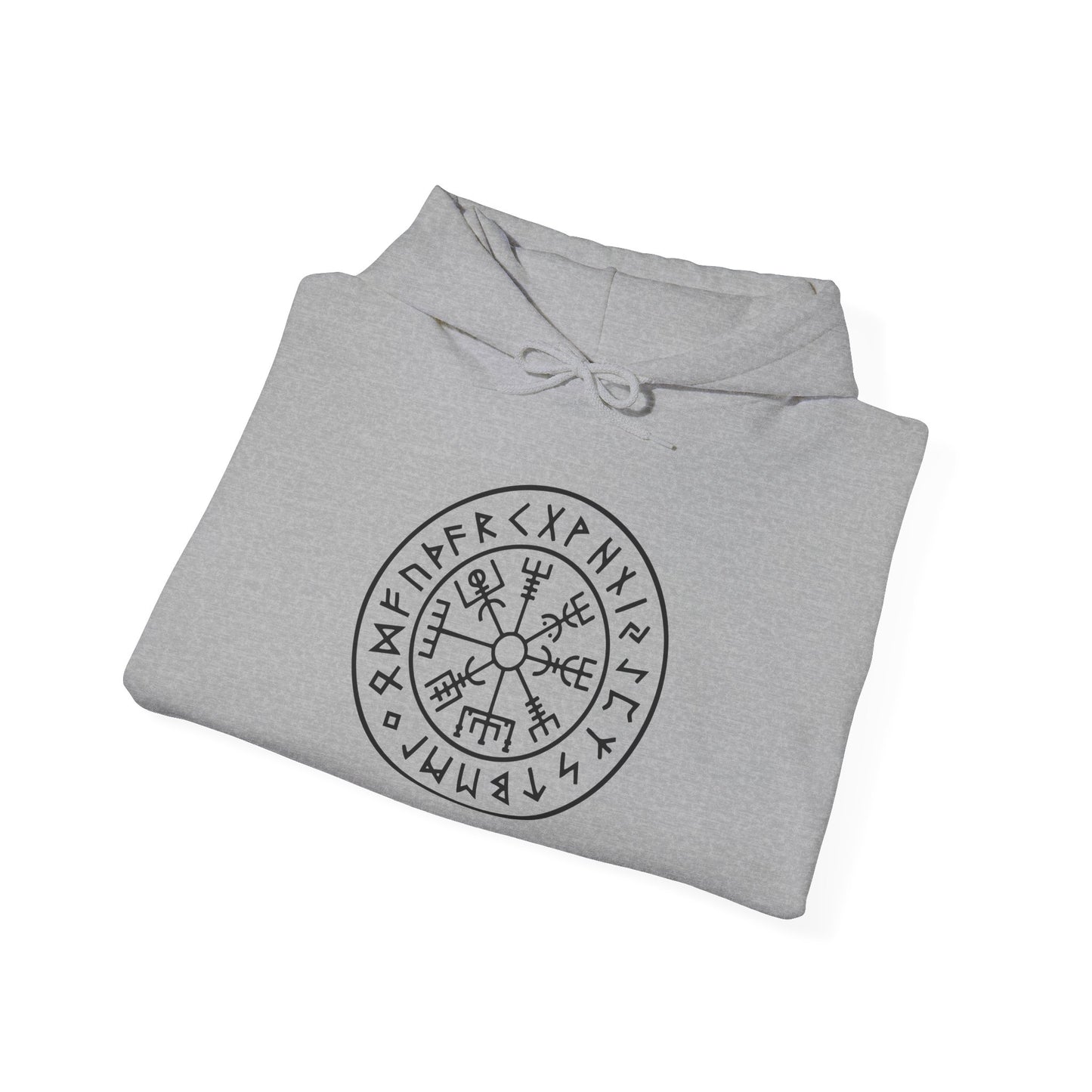Vegvísir Rune Compass Hoodie – Norse Protection Symbol Pullover
