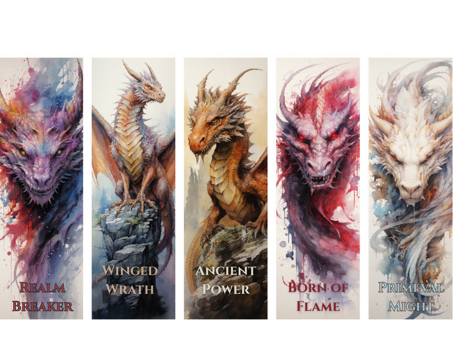 Ancient Power Dragon Fantasy Bookmark Set (5 Pack) – by Talon & Tome