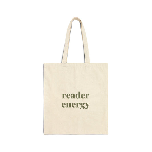 Reader Energy Cotton Tote Bag — Minimalist Book Lover Canvas Tote