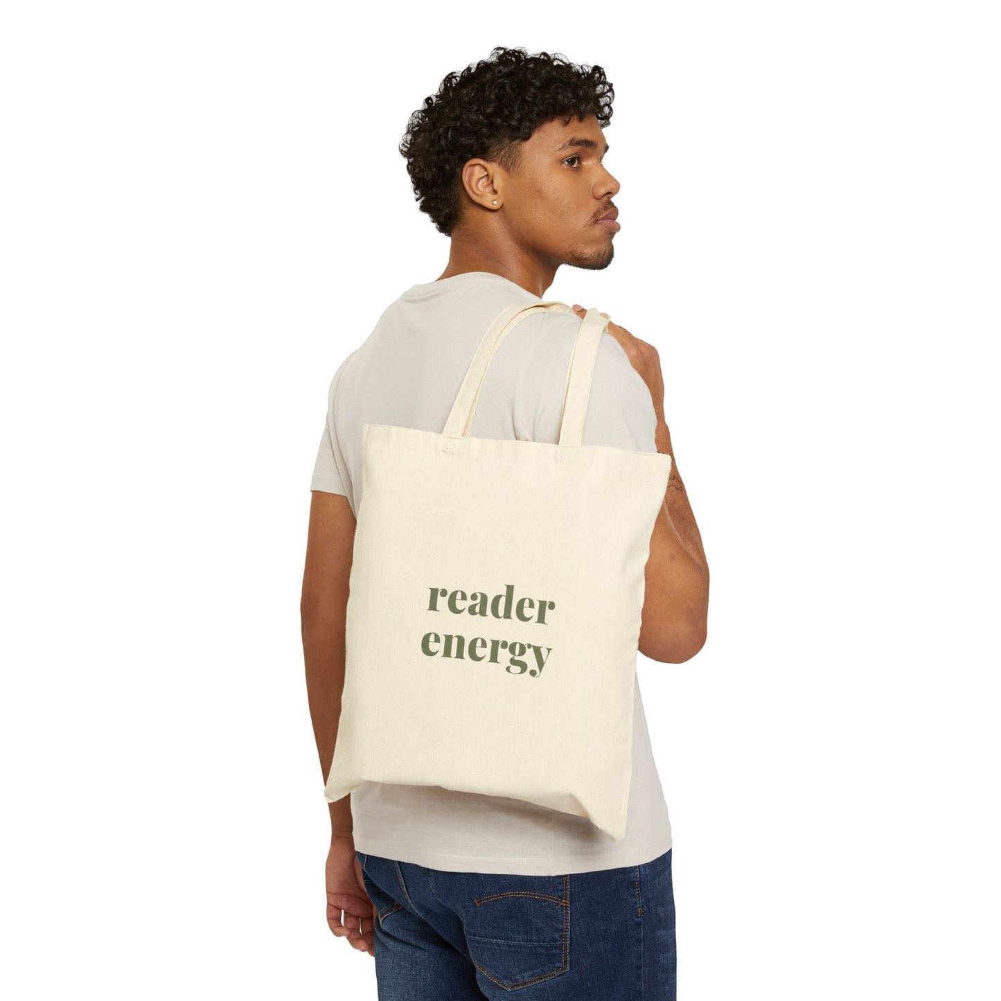 Reader Energy Cotton Tote Bag — Minimalist Book Lover Canvas Tote