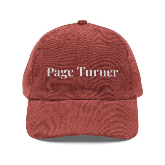 Page Turner Corduroy Cap — Embroidered Vintage Reading Hat
