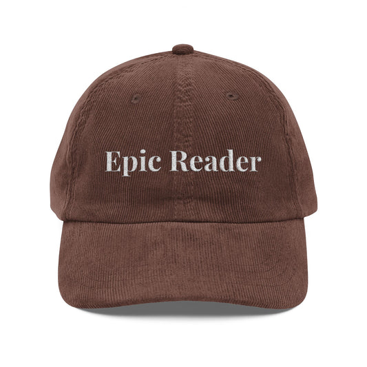 Epic Reader Corduroy Cap — Vintage Embroidered Book Lover Hat