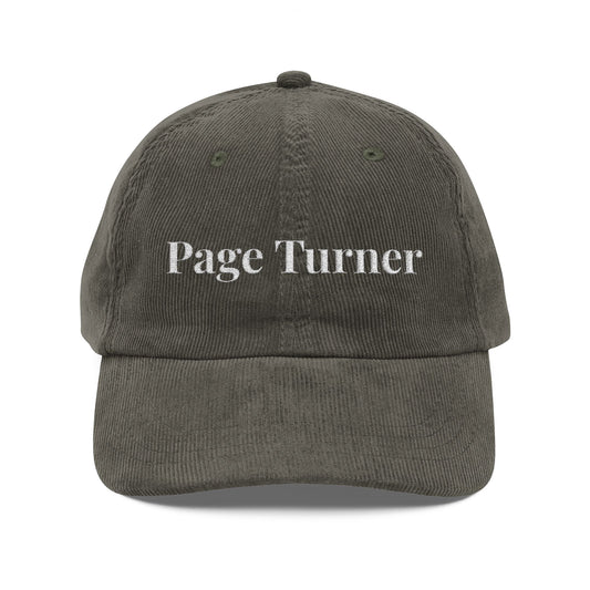 Page Turner Corduroy Cap — Embroidered Vintage Reading Hat