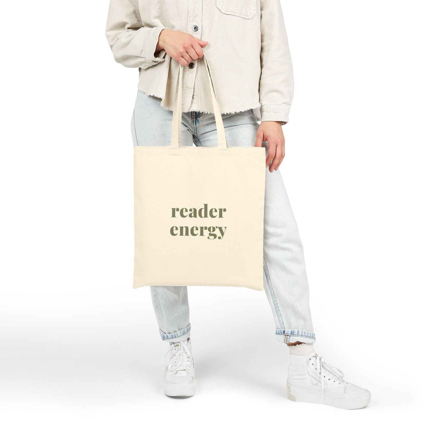 Reader Energy Cotton Tote Bag — Minimalist Book Lover Canvas Tote