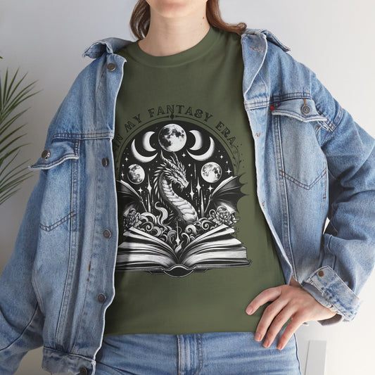 Fantasy Book Dragon Tee — "In My Fantasy Era" Graphic T-Shirt