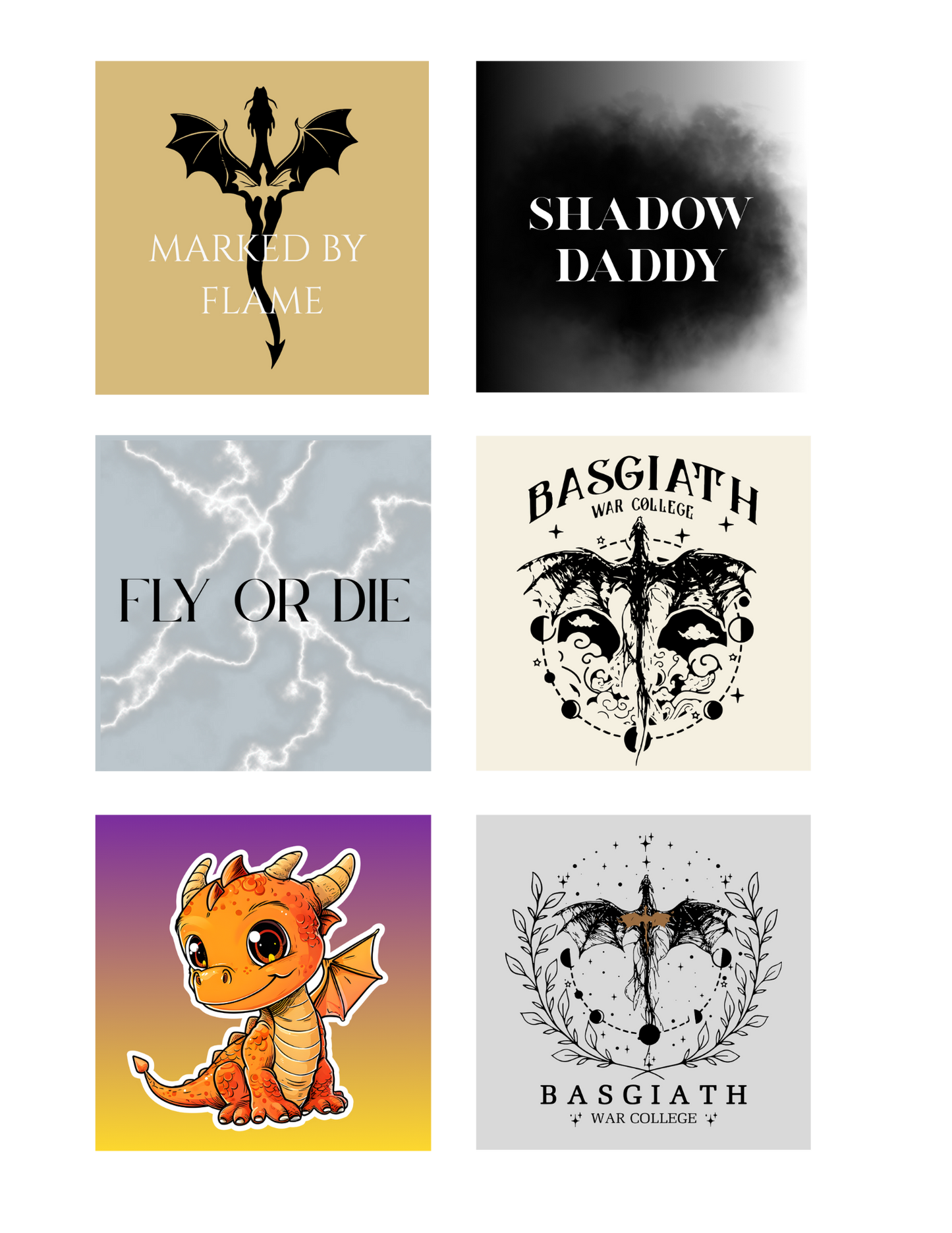 Fourth Wing-Inspired Sticker Set – Ride, Rebel, Repeat (Set of 6)